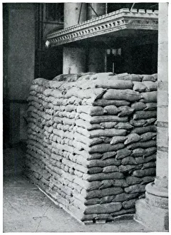 Sandbags Prints: Sandbags protecting statue of the Black Prince, Sept 1939