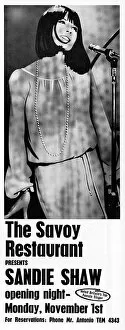 Singers Gallery: Sandie Shaw performing at the Savoy Restaurant