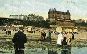 Scarborough Prints: Sands & Grand Hotel, Scarborough, Yorkshire