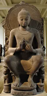 Sandstone figure of the seated Buddha. 5th century. Sarnath