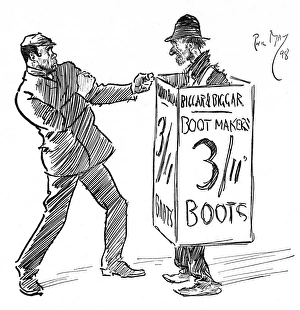 Annoyance Gallery: A sandwich board man incurs the wrath of an enraged man