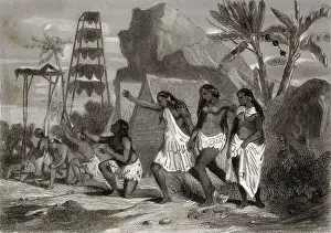 Sandwich Prints: SANDWICH ISLANDS (Polynesia) mourning the dead Date: 1844