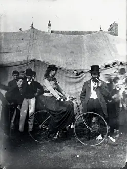 Sangers Circus cyclist, Haverfordwest, South Wales