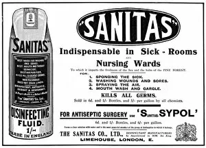 Adverts Gallery: Sanitas disinfecting fluid advertisement, WW1