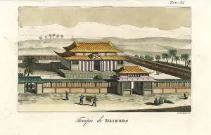 Ferrrario Prints: Sanjusangen-do or Hall of the Lotus King, Kyoto, 1820s