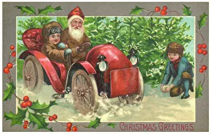 Snowball Prints: Santa in an Automobile