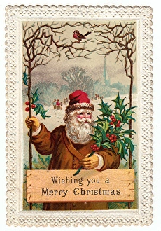 Robin with Winter Scene