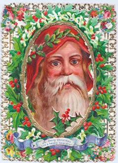 Images Dated 28th September 2017: Santa Claus on a Christmas and New Year card
