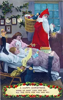 Santa Claus on a Christmas postcard