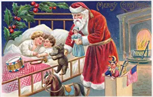 Santa Claus on a Christmas postcard