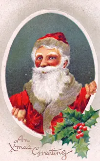Santa Claus on a Christmas postcard