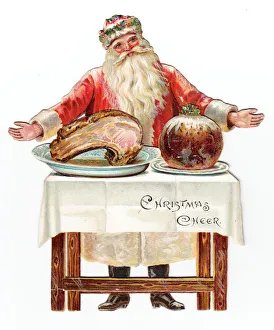 Images Dated 15th May 2018: Santa Claus on a cutout Christmas card