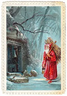 Santa Claus on a New Year card