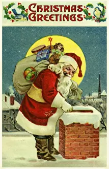 Santa Claus on a rooftop