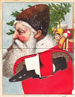 Images Dated 27th October 2015: Santa Claus on a three-dimensional Christmas card