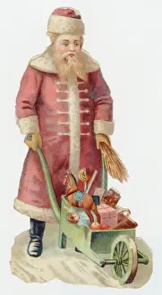 Wheel Barrow Prints: Santa with Wheelbarrow