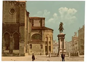 Santi Prints: Santi Giovanni e Paolo church and statue of Bartolomeo Colle