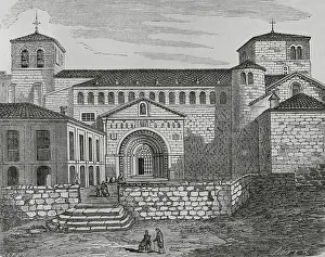 Castilla La Prints: Santillana del Mar. Collegiate Church of Santa Juliana