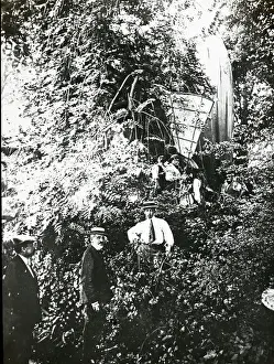 Dumont Prints: Santos-Dumont with airship wrecked in wood