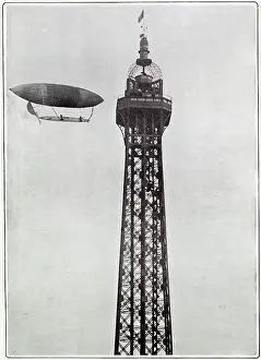 Dumont Prints: Santos-Dumont successfully flied round the Tour Eiffel