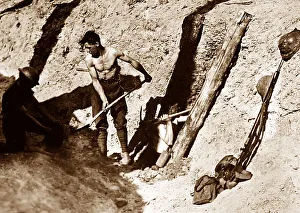Sappers tunnelling at Hill 60, Ypres, - WW1