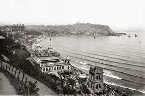 Sarborough beach from above the Spa, Yorkshire