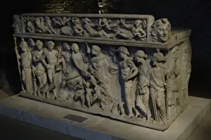 Bacchus Prints: Sarcophagus depicting Dionysus and his wife, Ariadne. Rome
