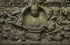 Vineyard Prints: Sarcophagus of the Grape Harvest. White marble