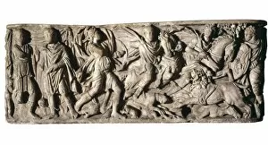 Barcelon Collection: Sarcophagus with hunting scene, 3rd c AD. Roman