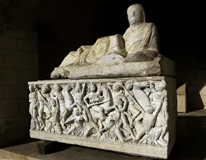 Sarcophagus. Marble. Tel Mevorah. Battle between Amazons