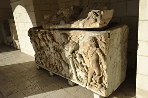 Sarcophagus, marble. Tel Turmus. Roman period. 3rd century A