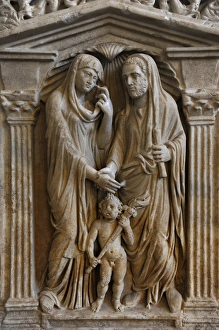 Images Dated 29th December 2012: Sarcophagus of a married couple. Detail relief. About 240 AD