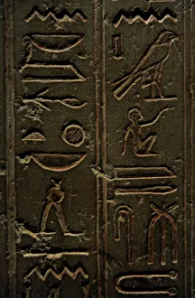 Sarcophagus of Nesi-Hor. 200 B. C. Hieroglyphic writing. Carl