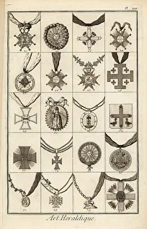1763 Prints: Sash badges of orders of chivalry
