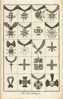 1763 Prints: Sash badges of orders of chivalry