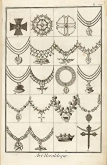 1763 Prints: Sash badges of orders of chivalry