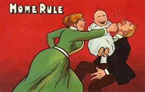 Violence Prints: Satire on Irish Home Rule - Husband punched by wife