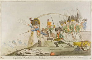 Flanders Collection: Satirical cartoon, Evacuation of Holland and Brabant