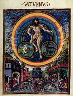 Activities Prints: Saturn with two Zodiac Signs Date: 1450