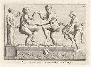 Grapes Prints: Satyrs treading grapes to make wine