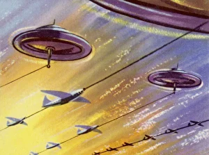 Science Fiction Collection: Saucer and Rockets