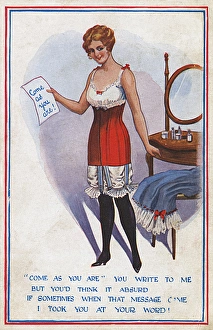 Admirer Gallery: Saucy postcard - Lady in Underclothes