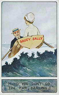 Boating Collection: Saucy and silly seaside postcard with cheeky caption