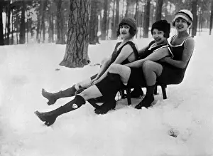 Toboggans Prints: Saucy Trio on a Sledge