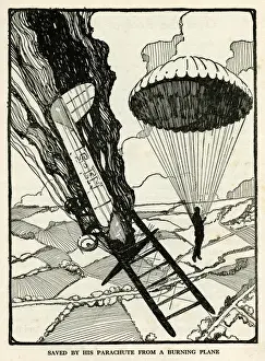 Parachuting Prints: Saved by parachute from a burning plane
