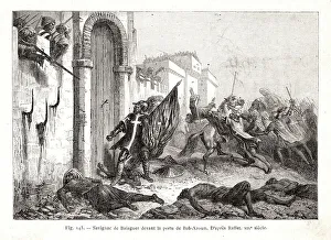 Crusades Prints: Savignac de Balaguer before the gate of Bab-Azoun