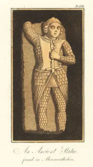9th Century Prints: Saxon figure of St Michael in suit of scale armour, 9th century