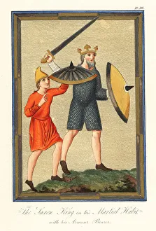 9th Century Prints: Saxon king in his martial habit with his armour bearer