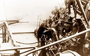 Scapa Prints: Scapa Flow, Salvage party on German destroyer