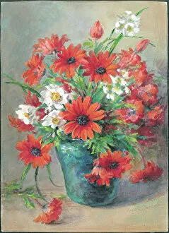 Arrangement Collection: Scarlet Anemones'. Flowers in vase